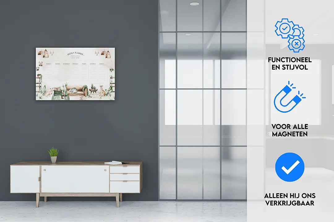 Metalen magneetbord Urban Jungle Planner – droog uitwisbaar & magnetisch