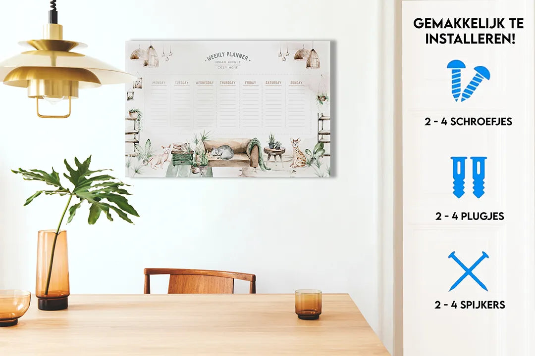 Metalen magneetbord Urban Jungle Planner – droog uitwisbaar & magnetisch