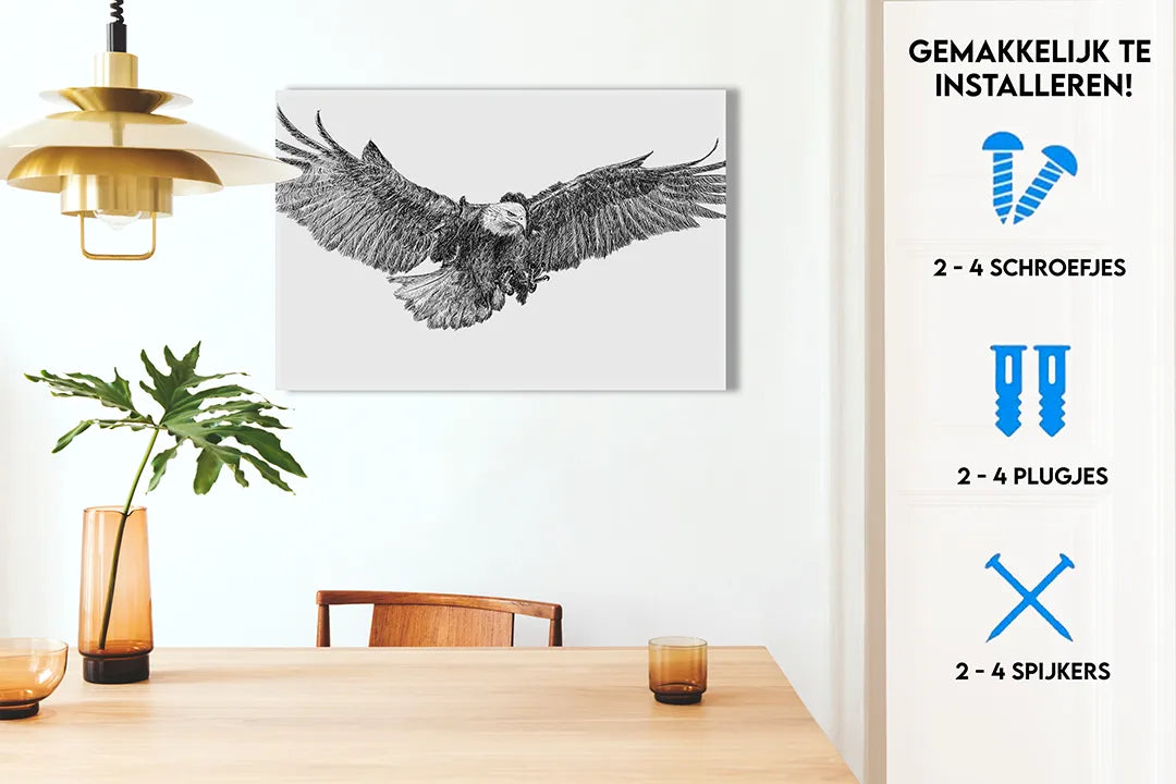 Metalen magneetbord met een majestueuze arend – droog uitwisbaar & magnetisch