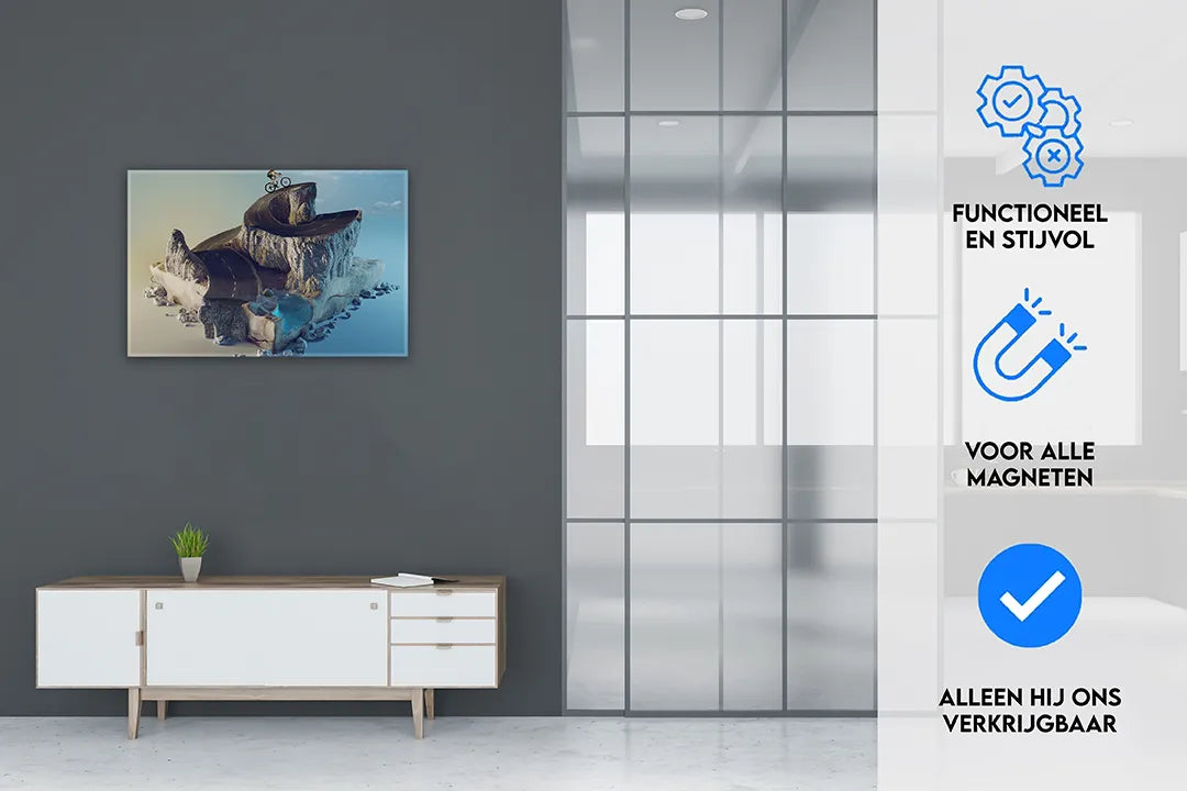 Metalen magneetbord met unieke berglandschap – droog uitwisbaar & magnetisch