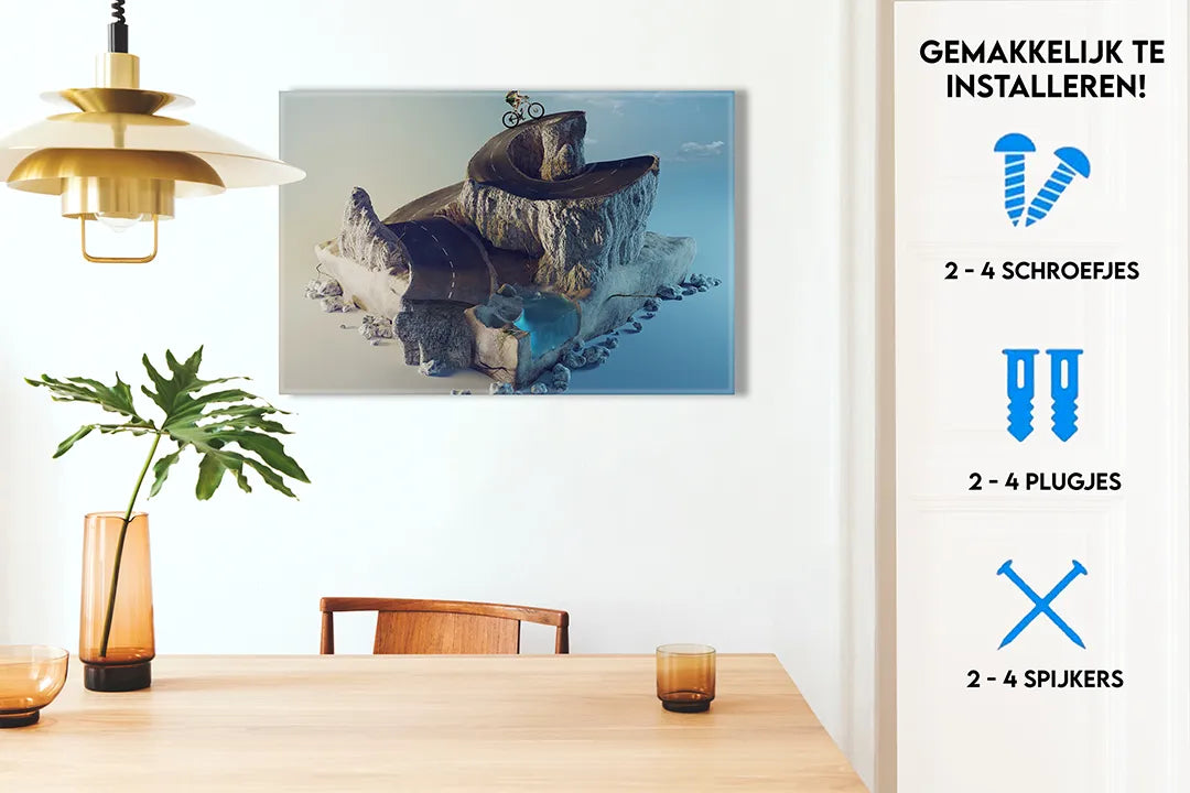 Metalen magneetbord met unieke berglandschap – droog uitwisbaar & magnetisch