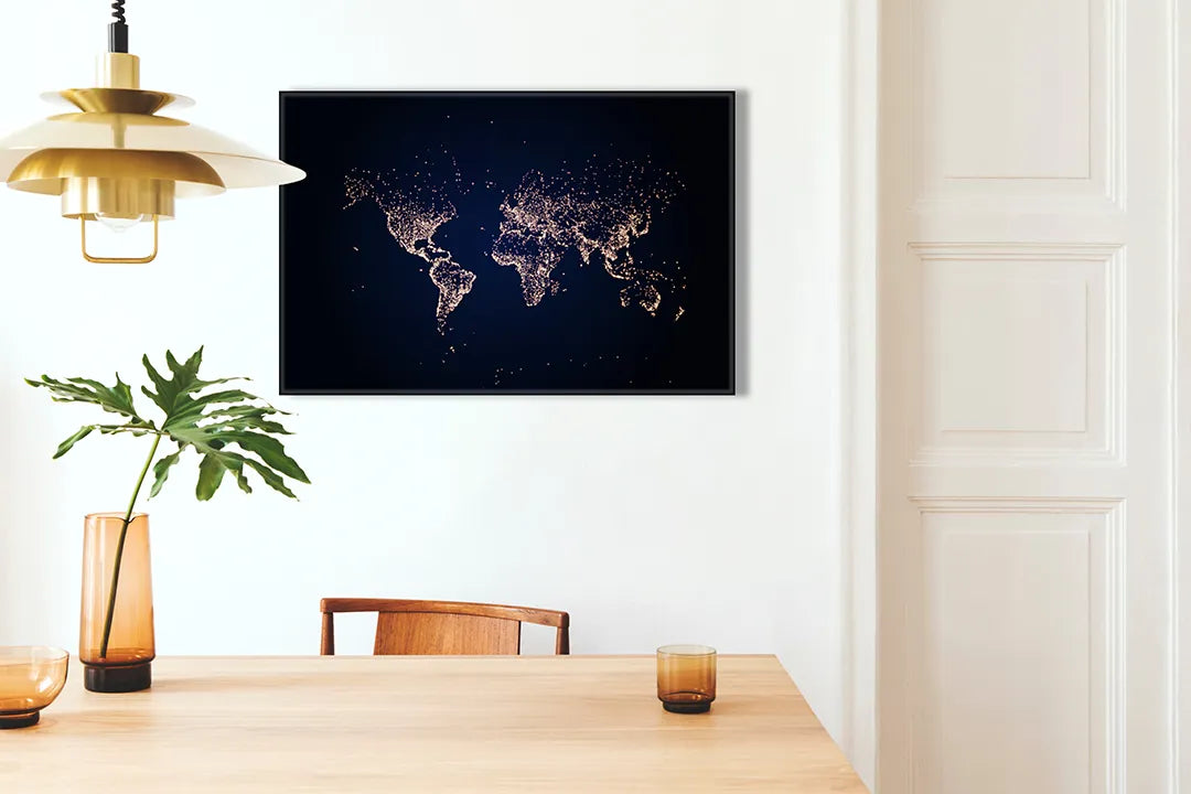 Elegante metalen magneetbord met wereldkaart ontwerp – droog uitwisbaar & magnetisch