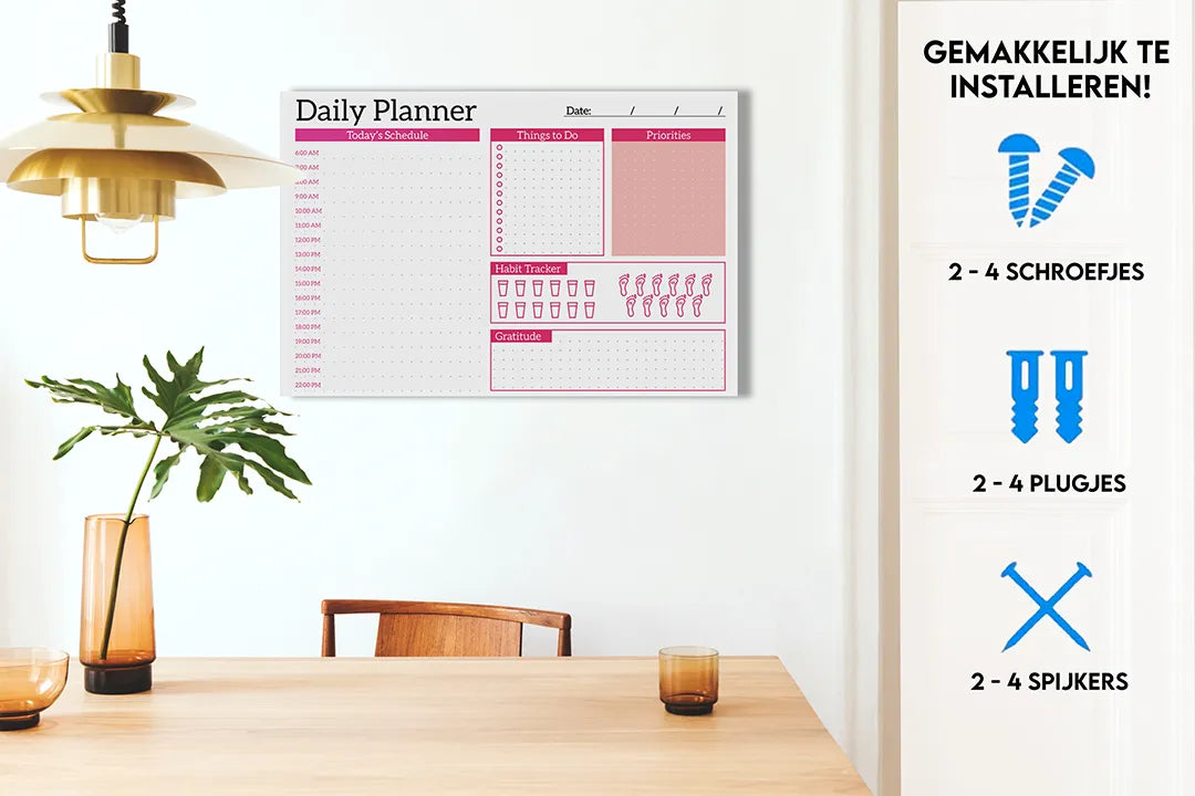 Metalen magneetbord voor dagelijkse planning - droog uitwisbaar & magnetisch