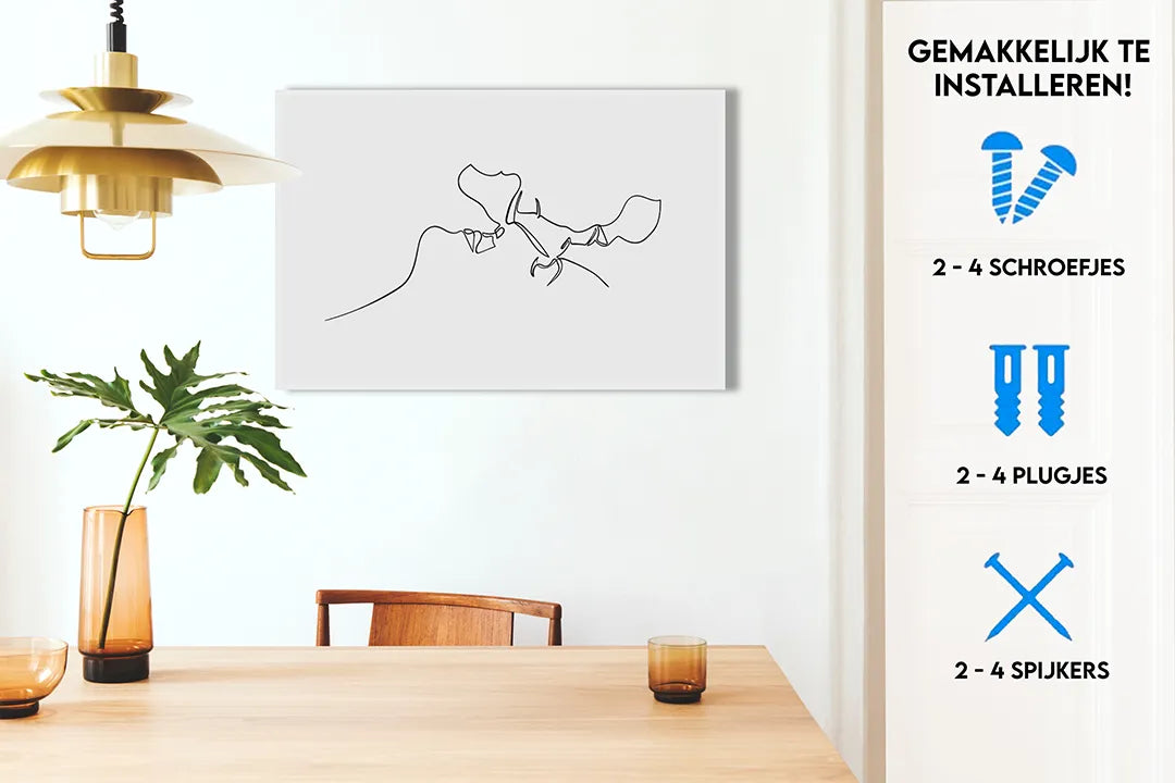 Elegante metalen magneetbord met minimalistische lijntekening - droog uitwisbaar & magnetisch