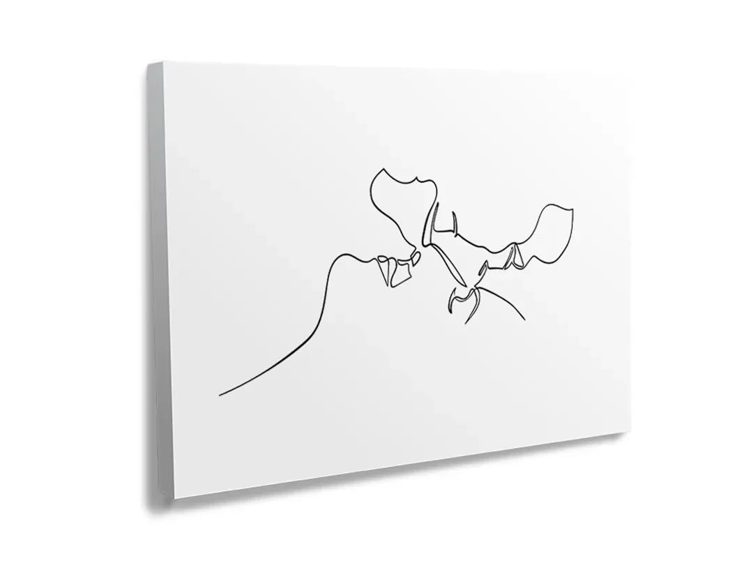 Metalen magneetbord met een elegante lijntekening voor decoratie en functioneel gebruik.