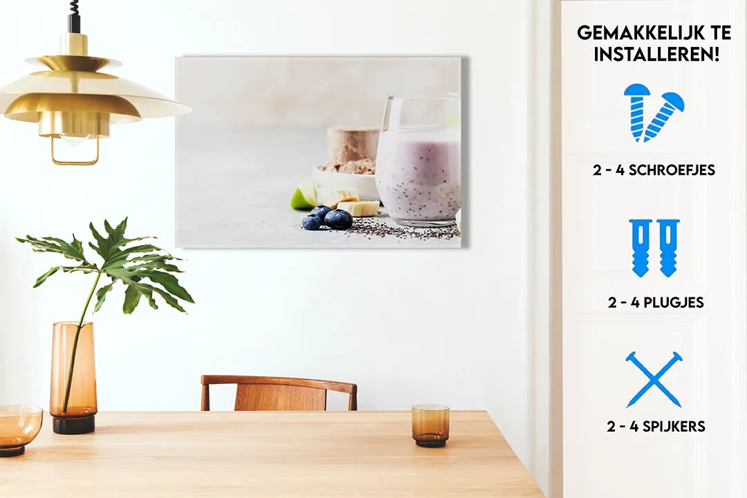 Metalen magneetbord met smoothie en fruit - droog uitwisbaar & magnetisch