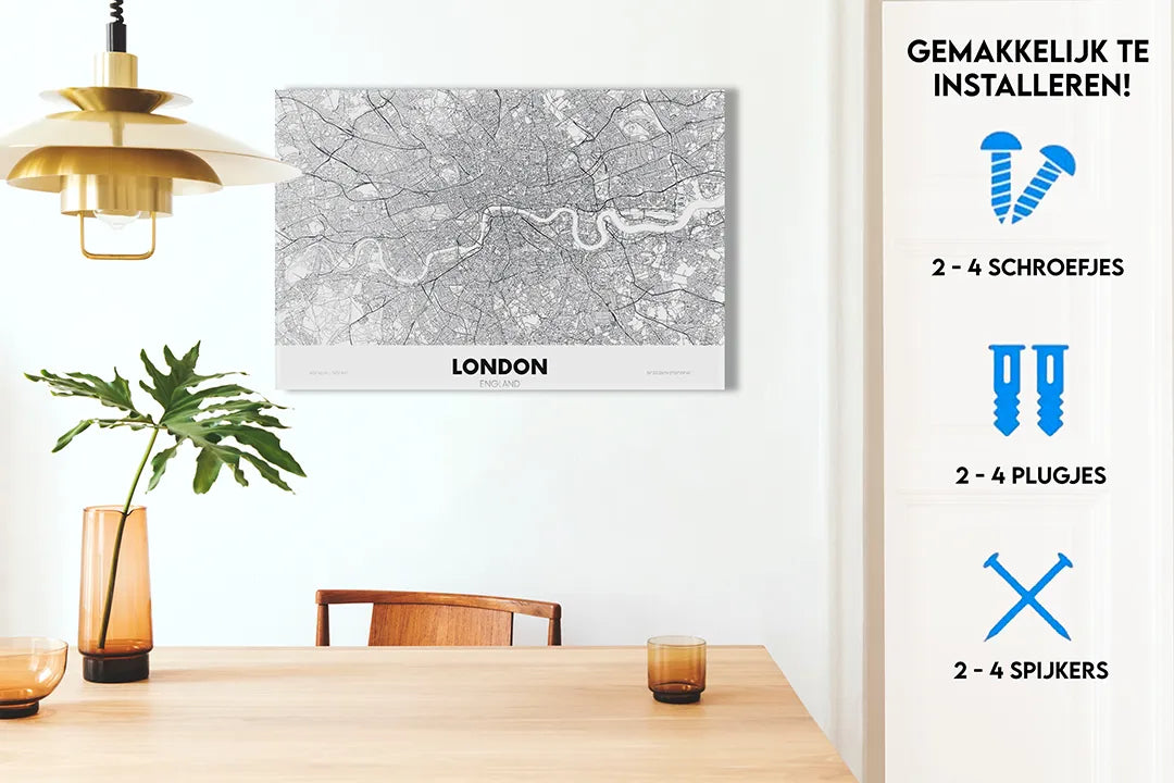 Metalen magneetbord London - Unieke wanddecoratie - droog uitwisbaar & magnetisch
