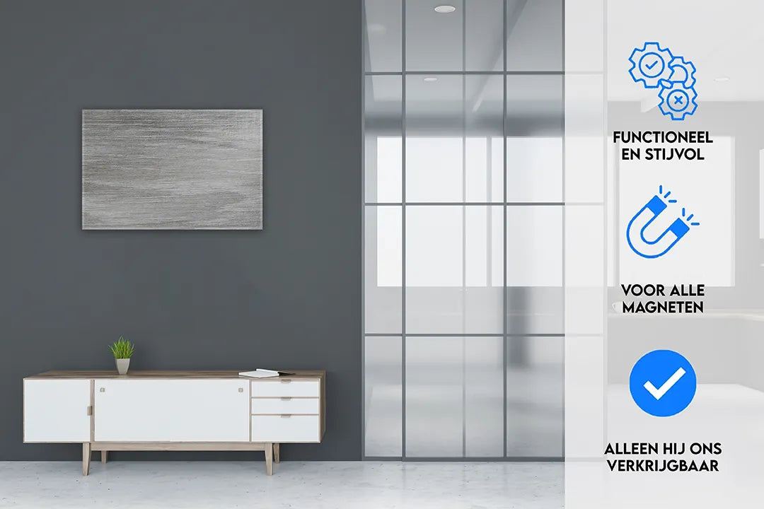 Stijlvol aluminium magneetbord met een houtlook – droog uitwisbaar & magnetisch