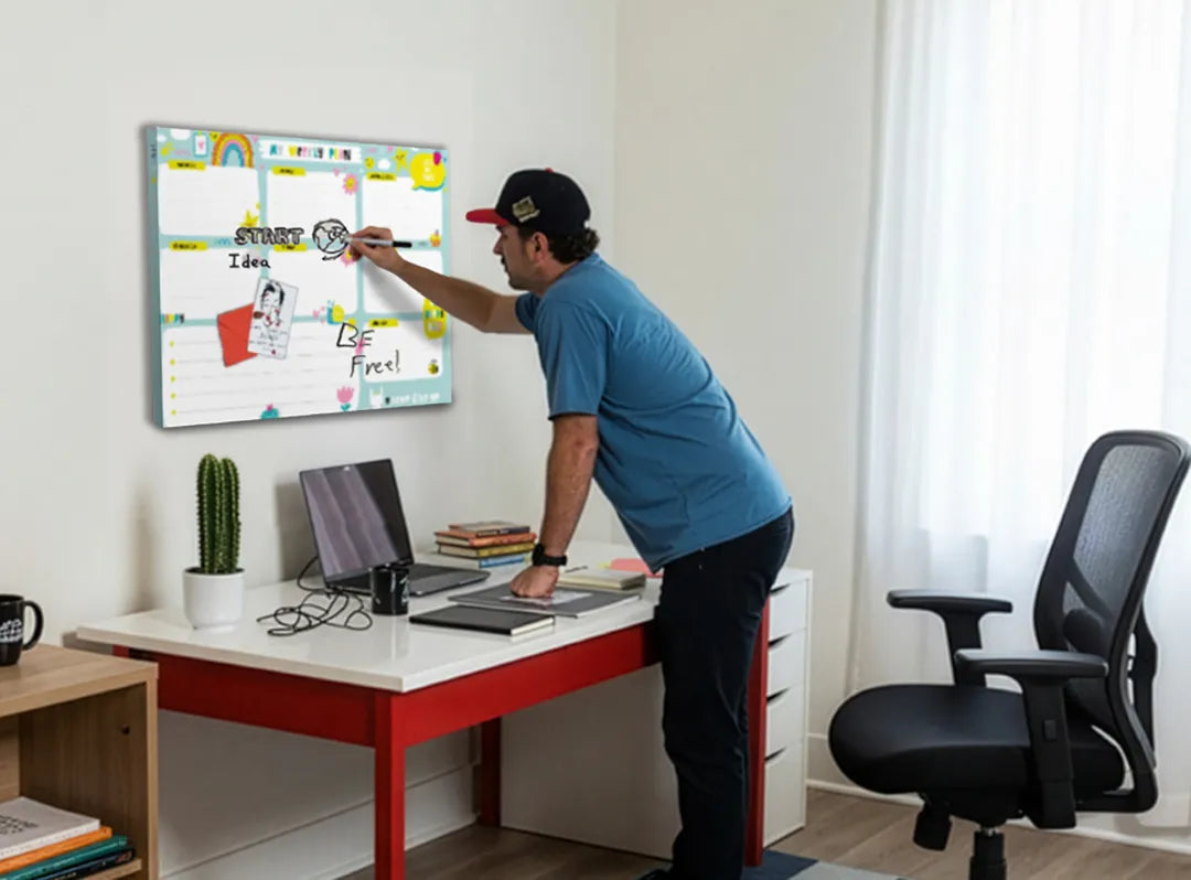Metalen magneetbord voor wekelijkse planning – droog uitwisbaar & magnetisch