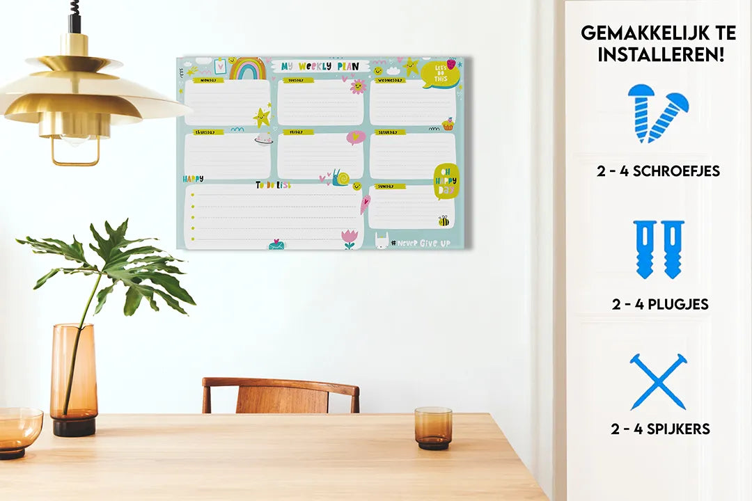 Metalen magneetbord voor wekelijkse planning – droog uitwisbaar & magnetisch