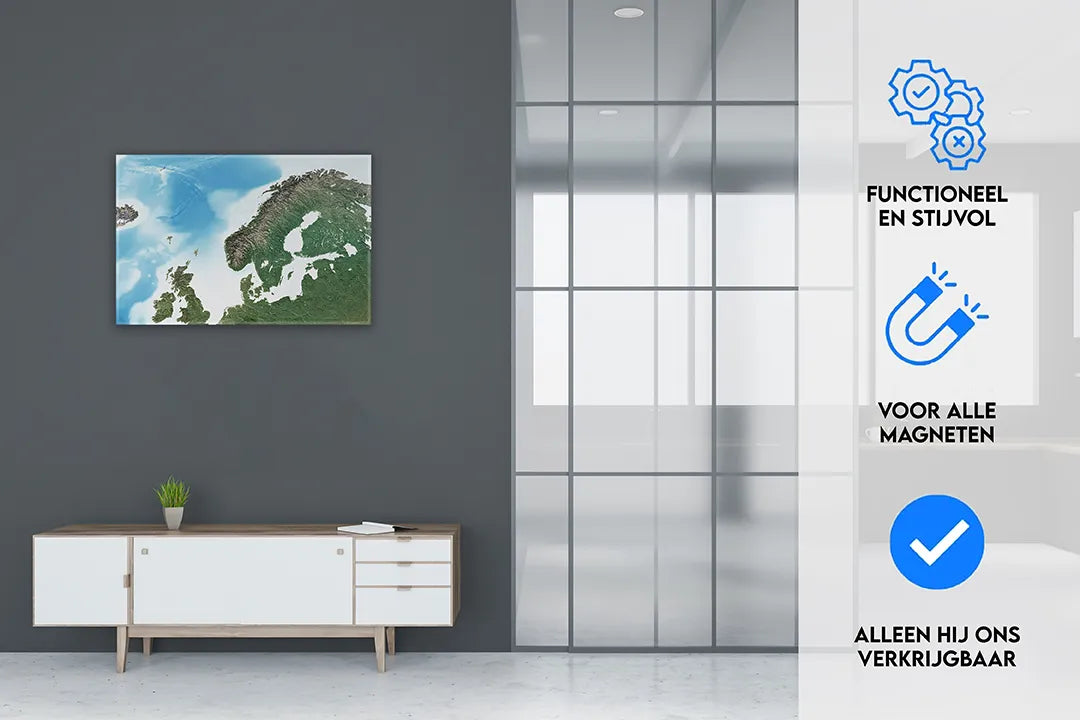 Metalen magneetbord met Scandinavische landschap - droog uitwisbaar & magnetisch