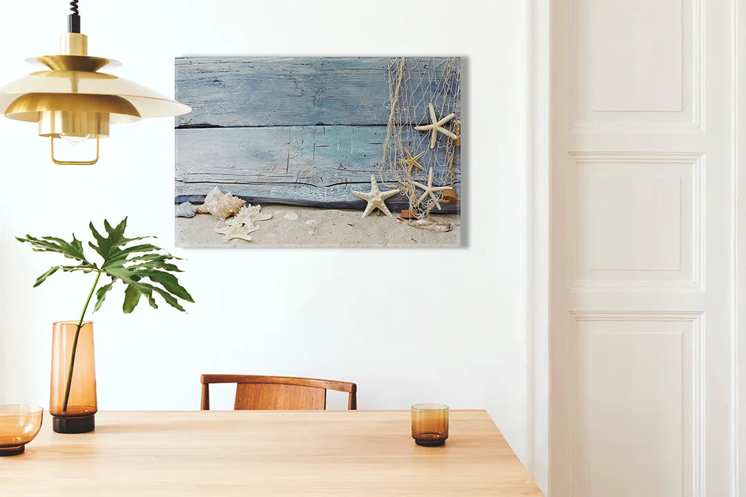 Metalen Magneetbord met Zee- en Schelpenthema – droog uitwisbaar & magnetisch