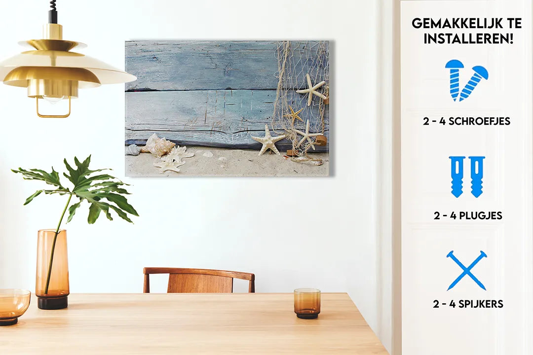 Metalen Magneetbord met Zee- en Schelpenthema – droog uitwisbaar & magnetisch