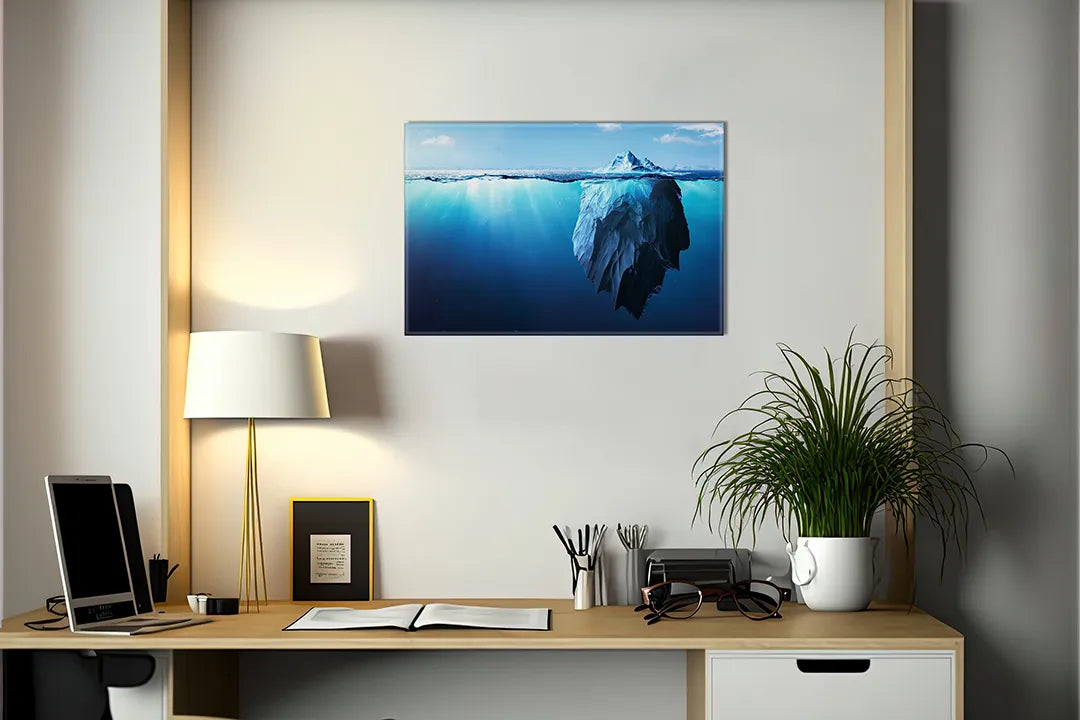 Metalen magneetbord met ijsberg in oceaan – droog uitwisbaar & magnetisch