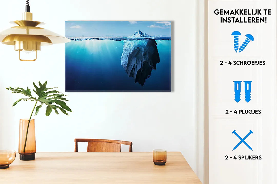 Metalen magneetbord met ijsberg in oceaan – droog uitwisbaar & magnetisch