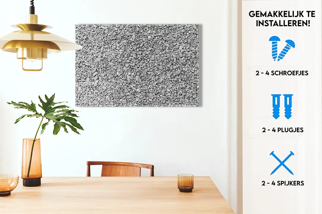 Metalen magneetbord met grijze steentextuur – droog uitwisbaar & magnetisch