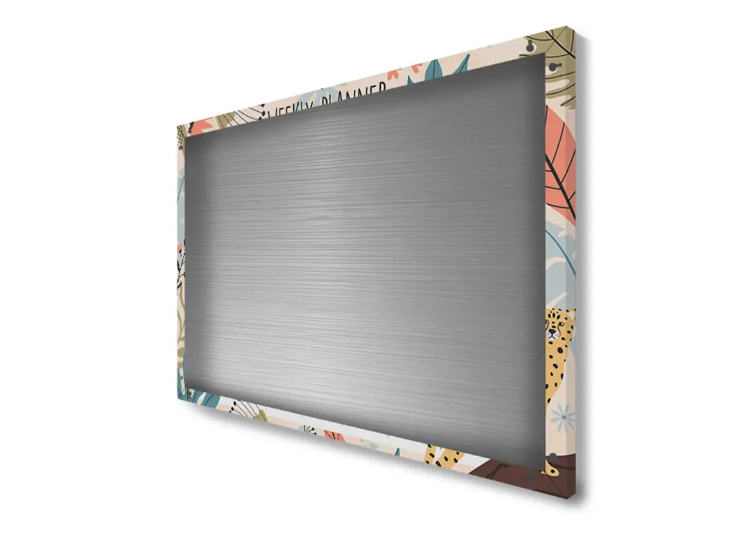 Metalen magneetbord met wekelijkse planner en bloemen – droog uitwisbaar & magnetisch