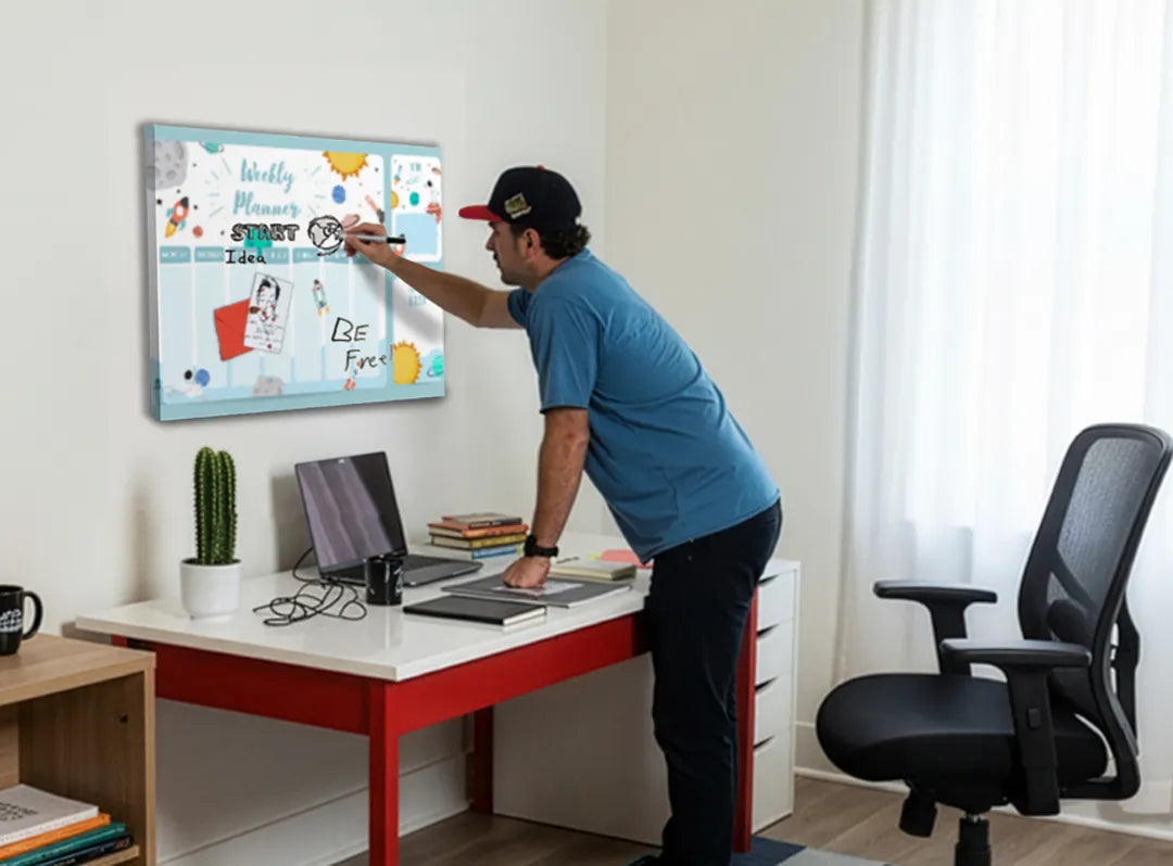 Metalen Magneetbord met Ruimte-Thema en Planner – droog uitwisbaar & magnetisch