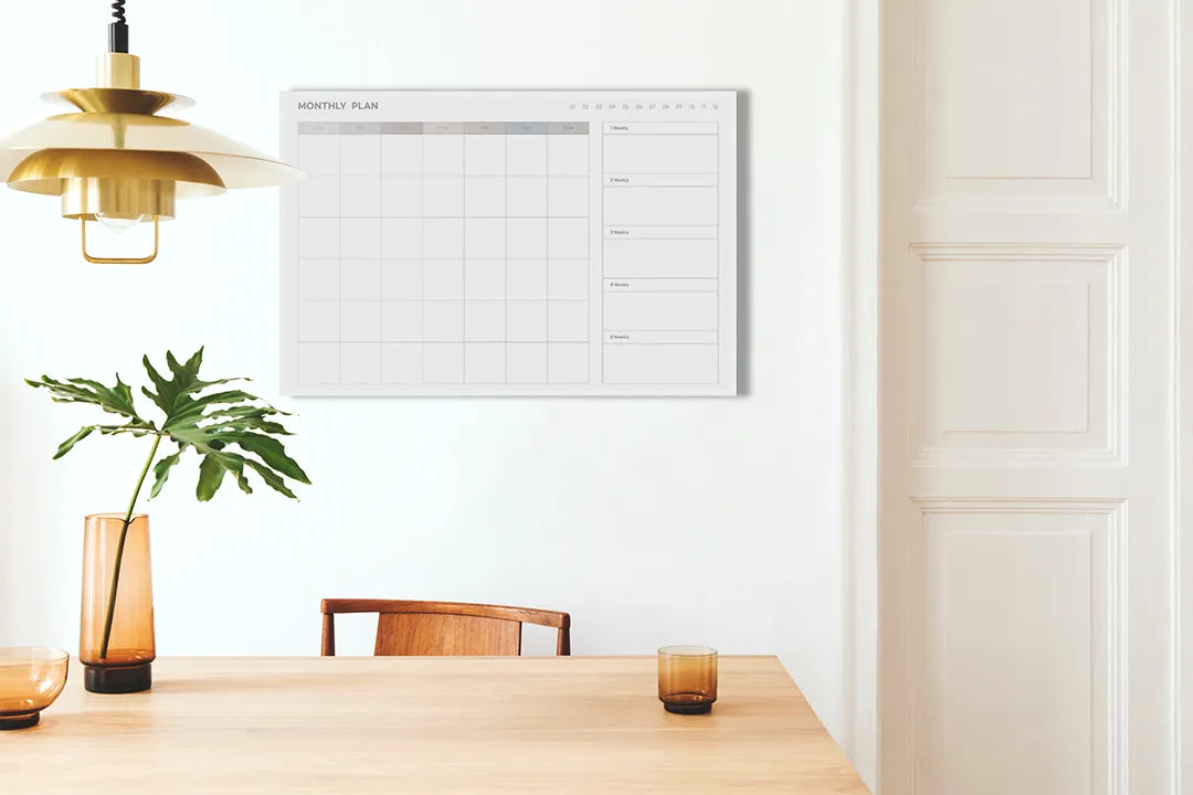 Metalen magneetbord met maandplanner – droog uitwisbaar & magnetisch