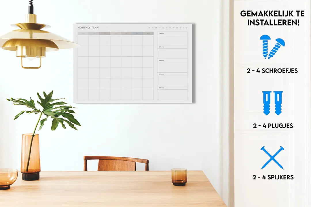 Metalen magneetbord met maandplanner – droog uitwisbaar & magnetisch