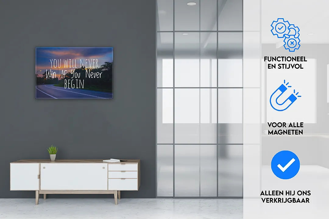 Metalen magneetbord ‘Forget the Mistake, Remember the Lesson’ – quote wandbord