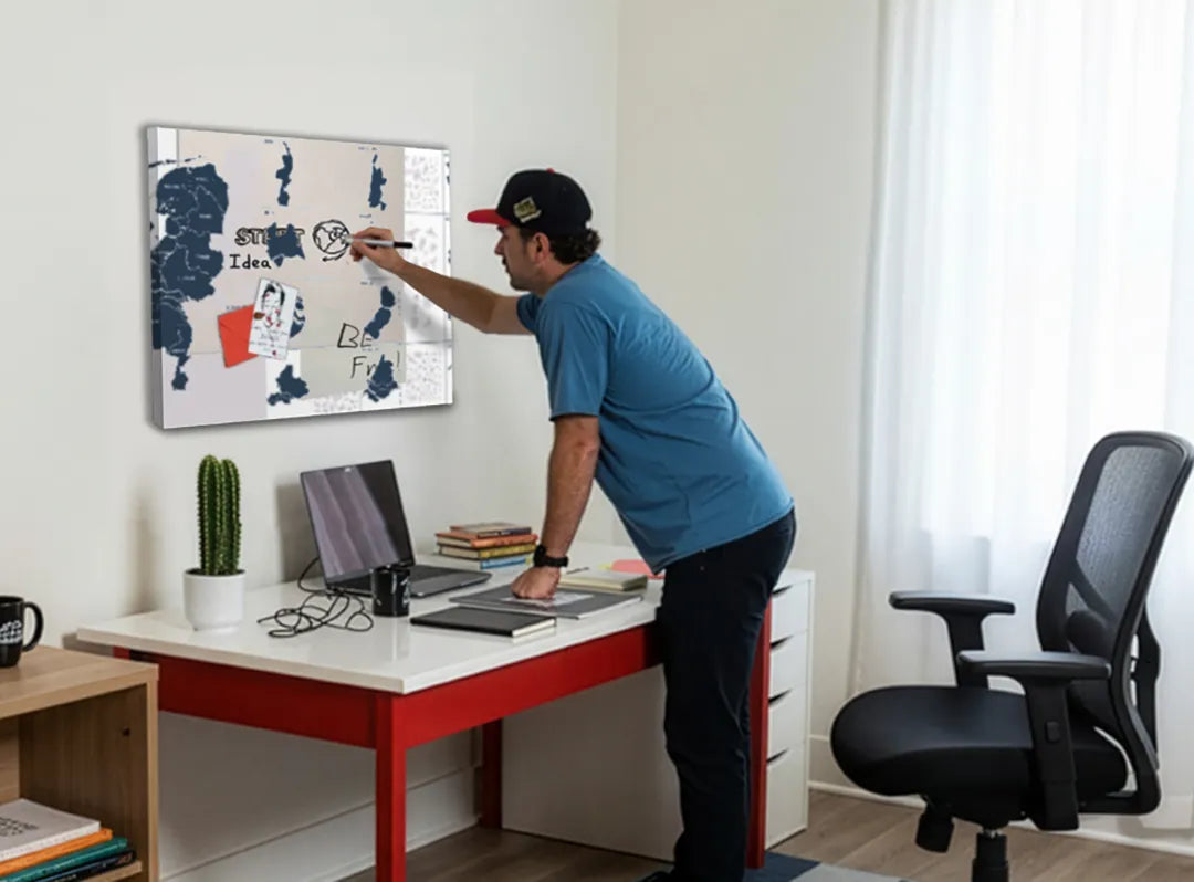 Metalen magneetbord met gedetailleerde kaart van Nederland - droog uitwisbaar & magnetisch