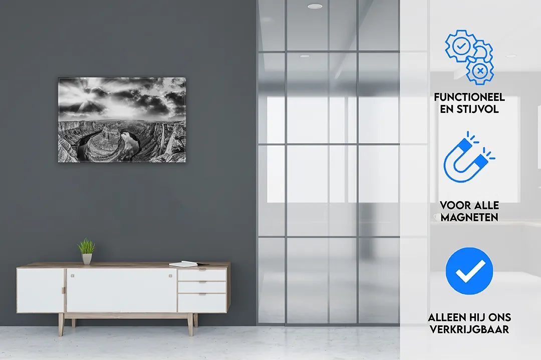 Metalen Magneetbord met Prachtig Zwart-Wit Landschap – droog uitwisbaar & magnetisch