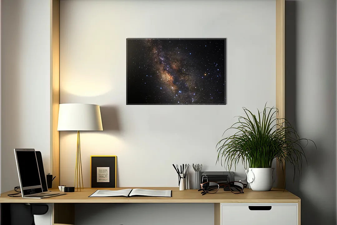 Metalen magneetbord met het sterrenstelsel als kunstwerk – droog uitwisbaar & magnetisch