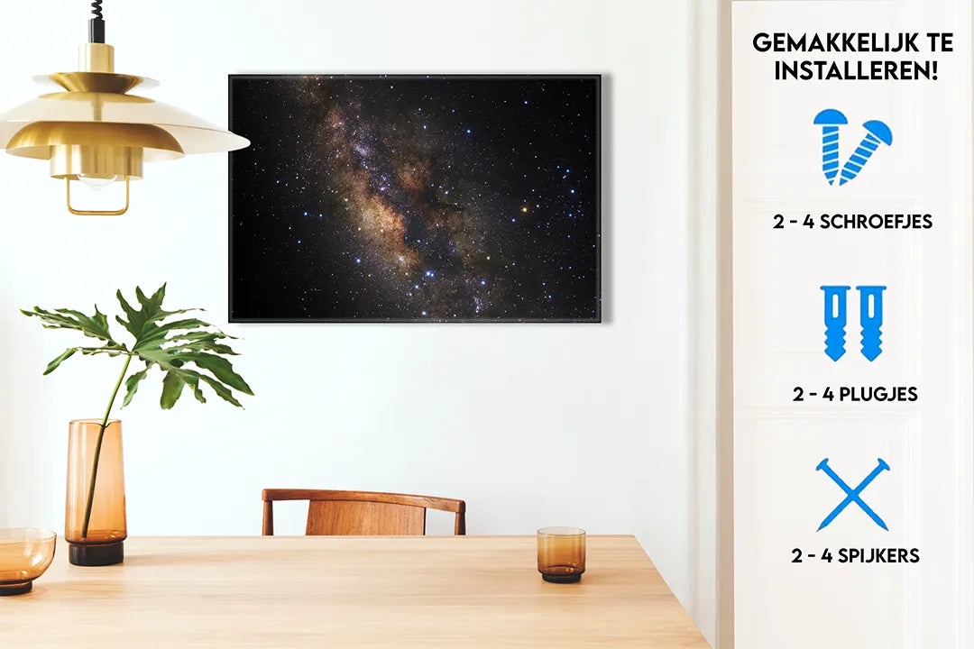 Metalen magneetbord met het sterrenstelsel als kunstwerk – droog uitwisbaar & magnetisch