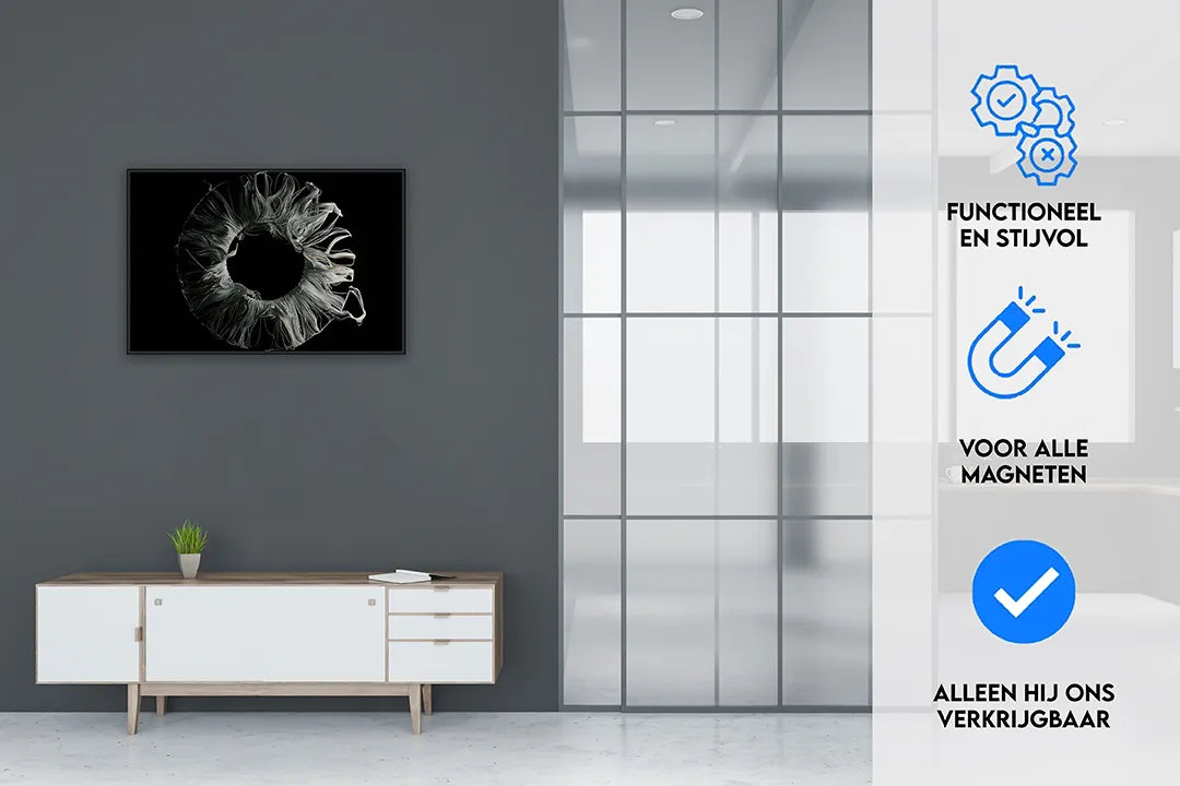 Uniek metalen magneetbord met artistieke cirkelvorm – droog uitwisbaar & magnetisch