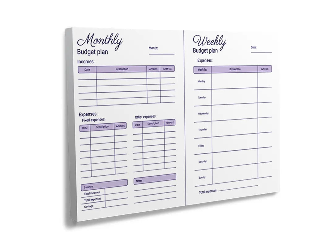 Metalen bord voor het bijhouden van budgetten