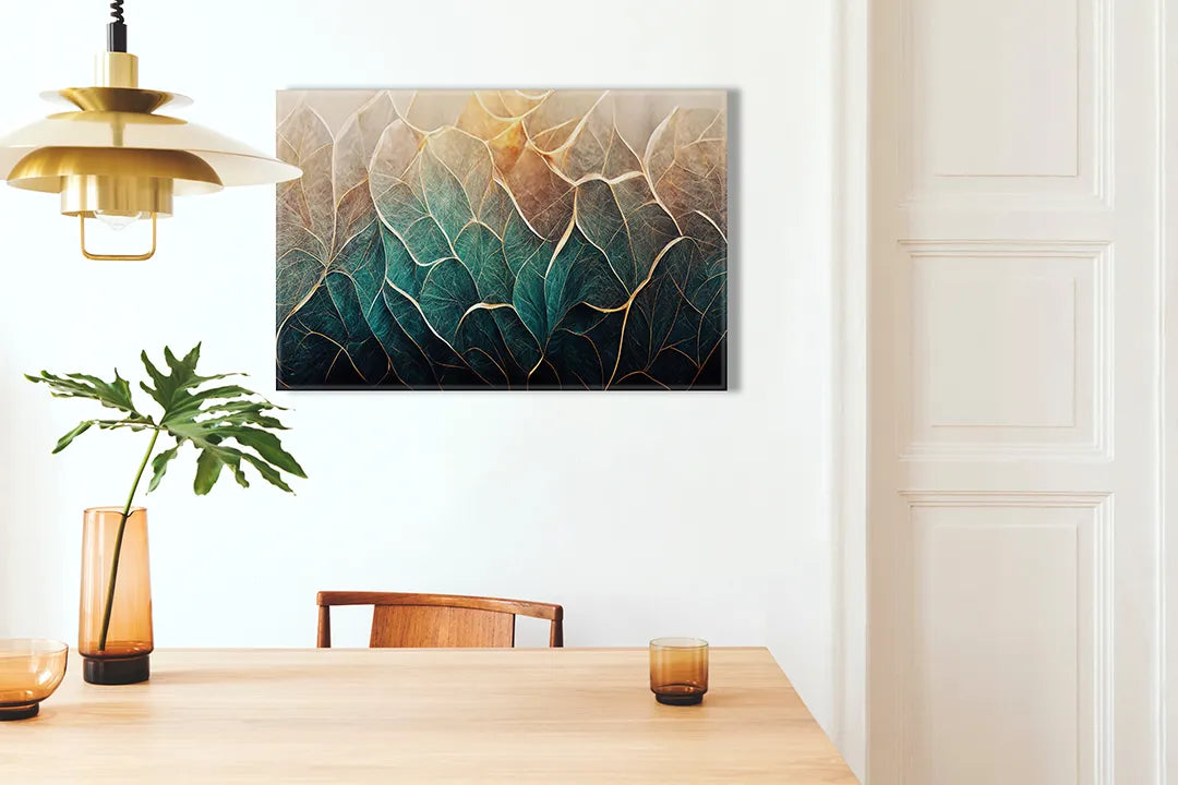 Kunstzinnig metalen magneetbord met bladerenmotief – droog uitwisbaar & magnetisch