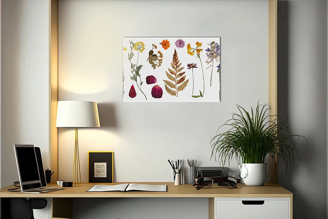 Decoratief aluminium magneetbord met gedroogde bloemen – droog uitwisbaar & magnetisch