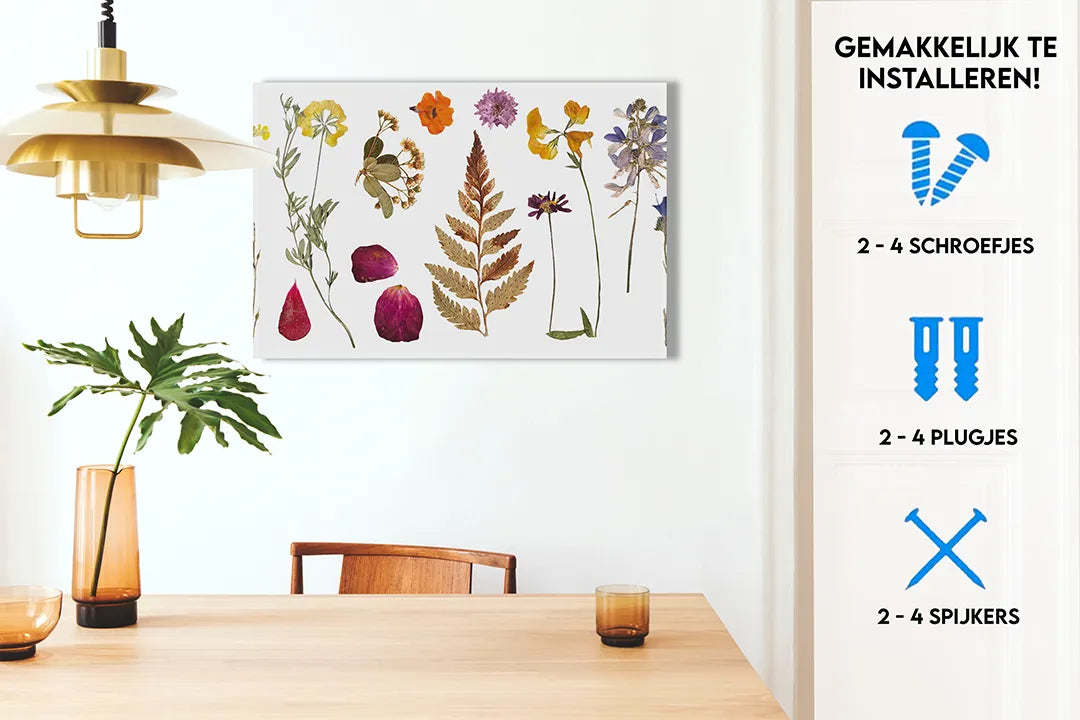 Decoratief aluminium magneetbord met gedroogde bloemen – droog uitwisbaar & magnetisch