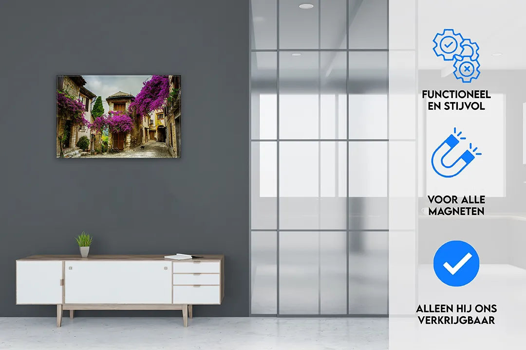 Metalen magneetbord met kleurrijke straat in Italië – droog uitwisbaar & magnetisch