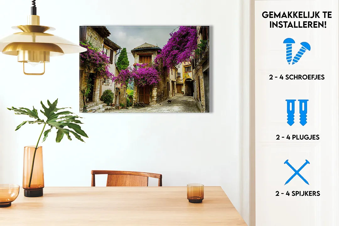 Metalen magneetbord met kleurrijke straat in Italië – droog uitwisbaar & magnetisch