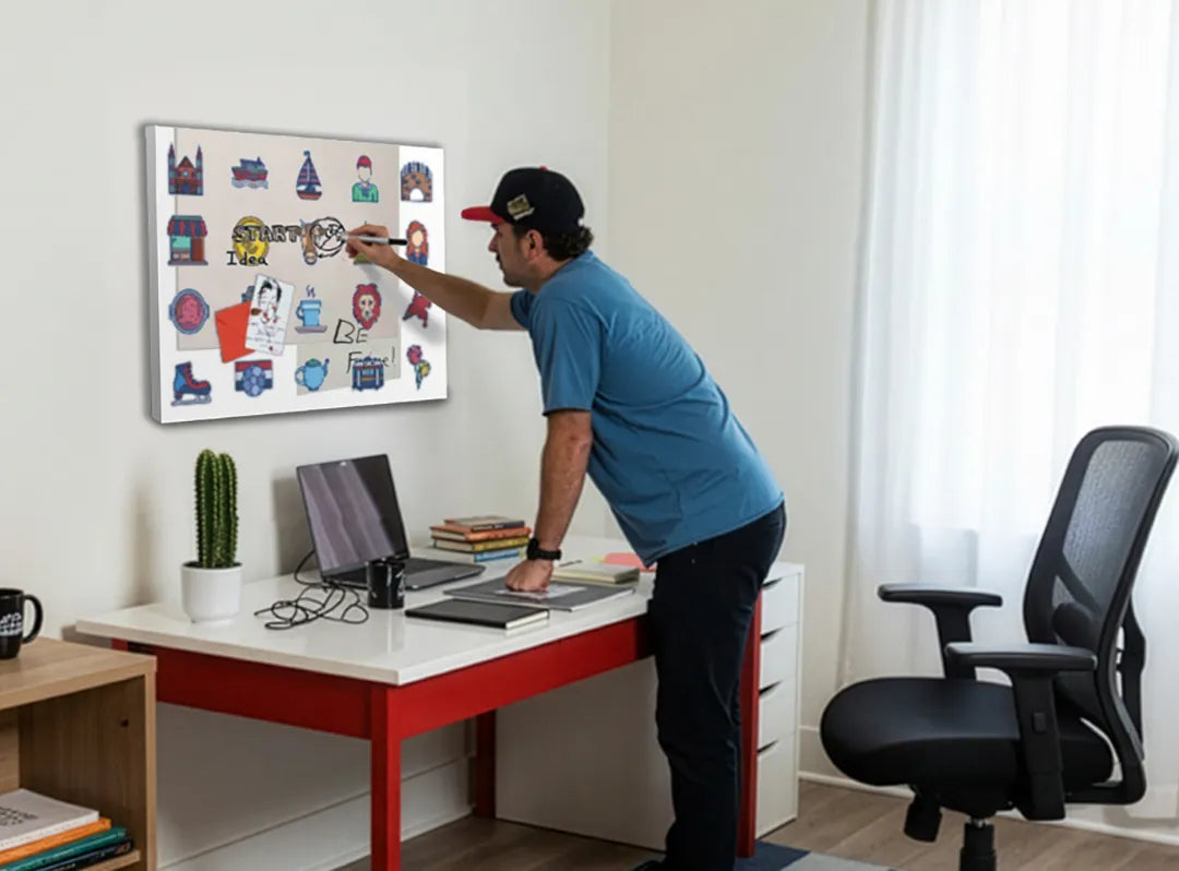 Decoratief metalen magneetbord met iconen van Nederland – droog uitwisbaar & magnetisch