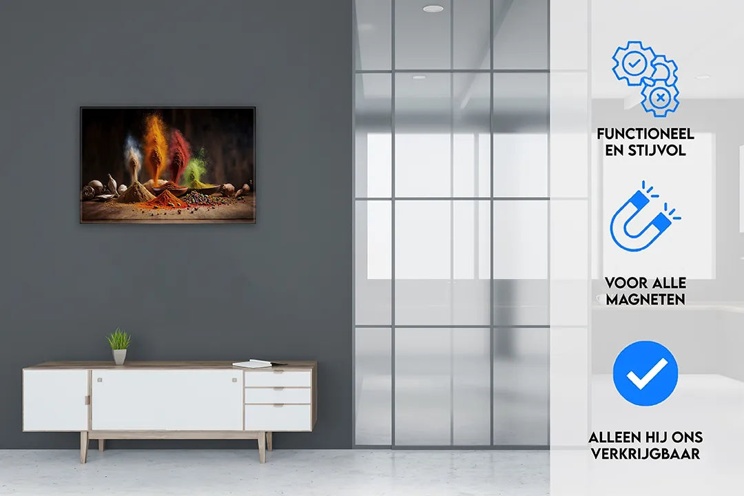 Metalen magneetbord met kruiden & specerijen – keuken wanddecoratie