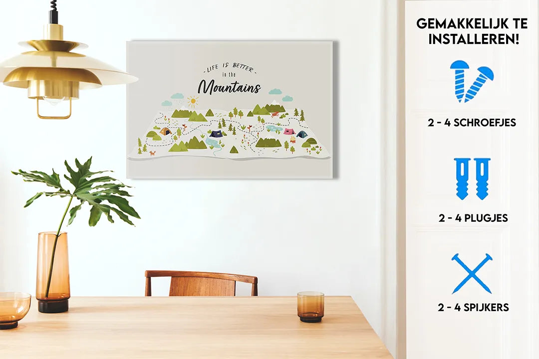 Metalen magneetbord: Leven is beter in de bergen – droog uitwisbaar & magnetisch