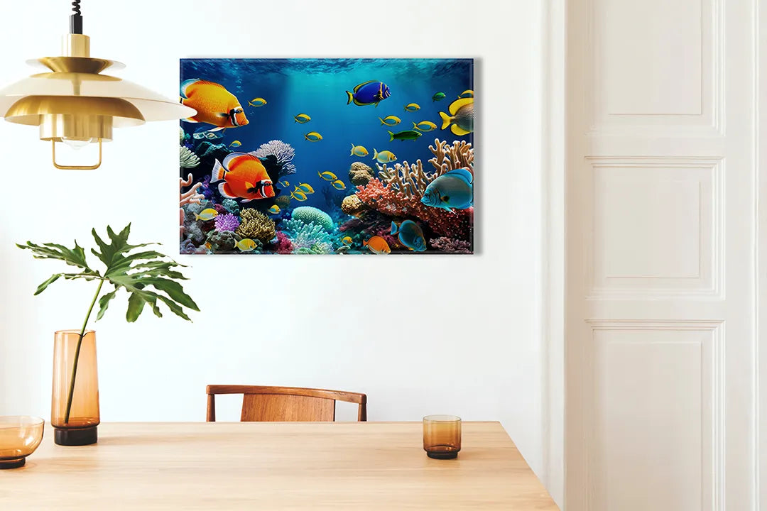 Kleurrijk onderwaterleven op metalen magneetbord – droog uitwisbaar & magnetisch