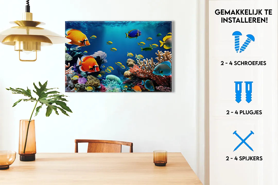 Kleurrijk onderwaterleven op metalen magneetbord – droog uitwisbaar & magnetisch