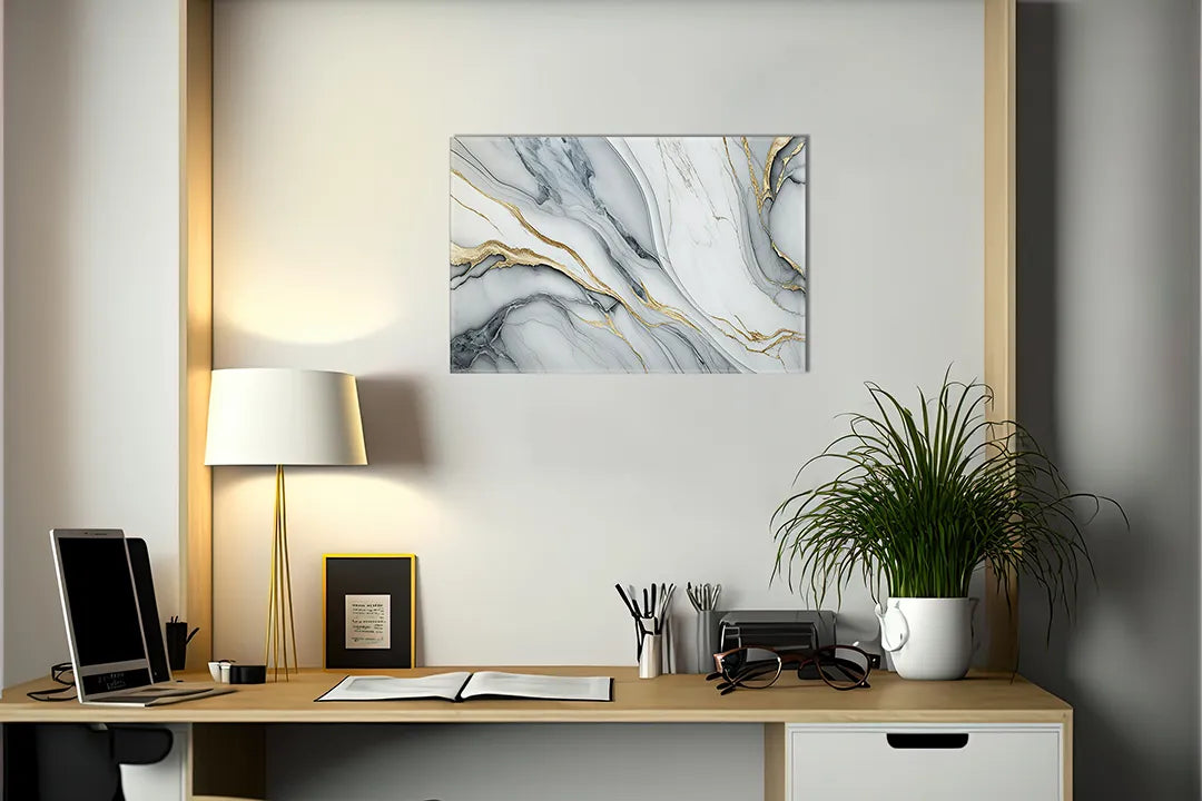 Elegante metalen magneetbord met marmerdesign – droog uitwisbaar & magnetisch