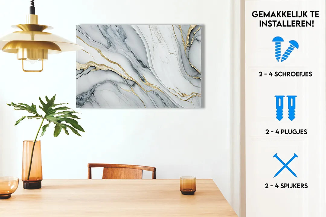 Elegante metalen magneetbord met marmerdesign – droog uitwisbaar & magnetisch