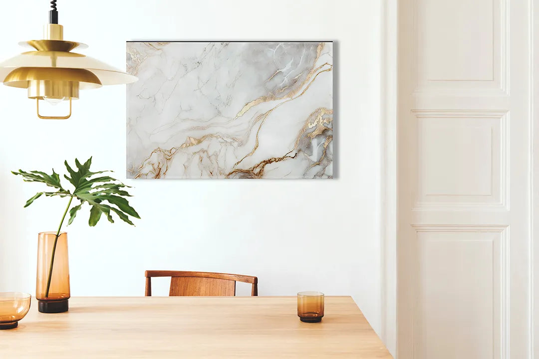 Elegant aluminium magneetbord met marmerdesign – droog uitwisbaar & magnetisch