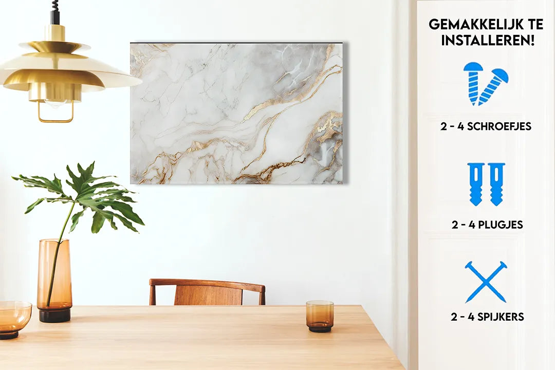 Elegant aluminium magneetbord met marmerdesign – droog uitwisbaar & magnetisch