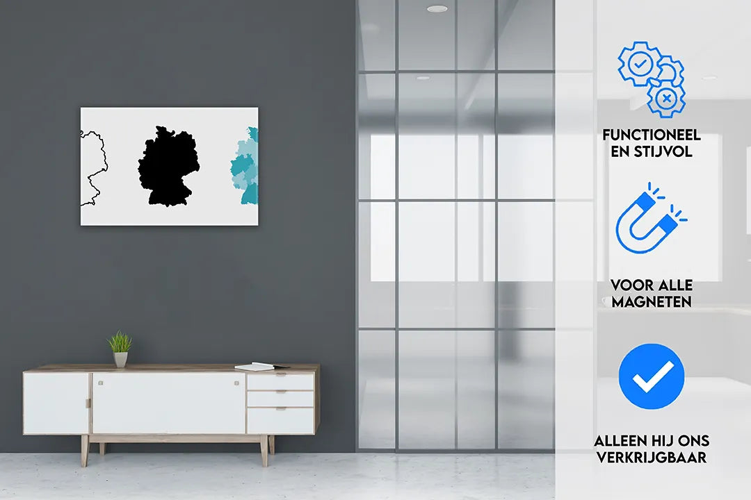 Metalen magneetbord met creatieve Duitslandkaart – droog uitwisbaar & magnetisch