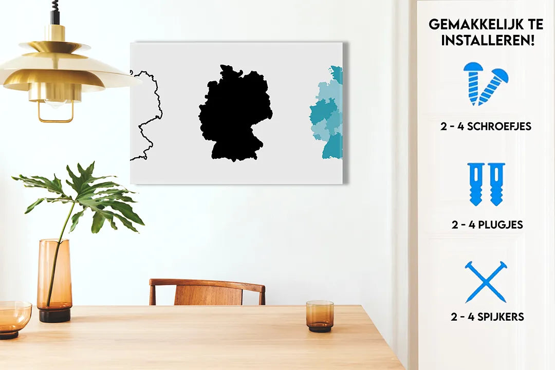 Metalen magneetbord met creatieve Duitslandkaart – droog uitwisbaar & magnetisch