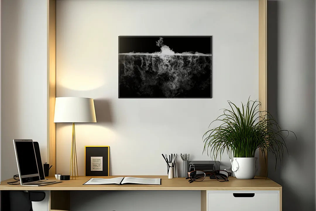 Mooi metalen magneetbord met abstracte rookplanten – droog uitwisbaar & magnetisch