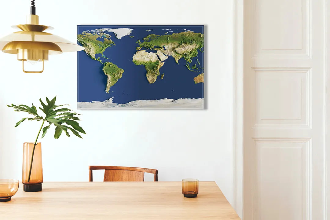 Metalen magneetbord continenten kaart – leerzame wereldkaart