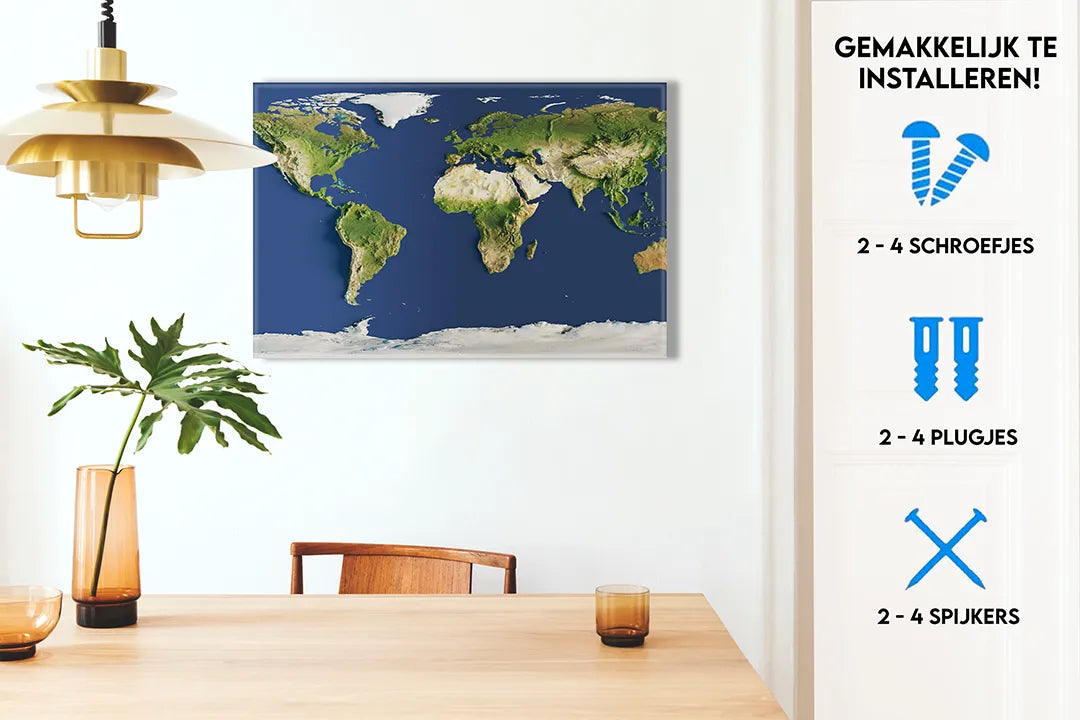 Metalen magneetbord continenten kaart – leerzame wereldkaart